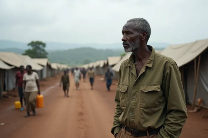 Réfugié congolais déplacé par l'éruption du volcan Nyiragongo près de Goma